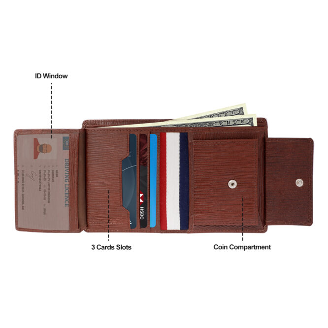 Matti Leather woody finish RFID Vertical-Fold Wallet - Image 4