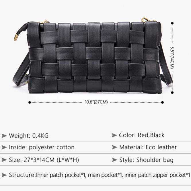 Ladies Shoulder Crossbody Weave Bag PU Leather Underarm Bags Women Tote Shoulder Bag - Image 5