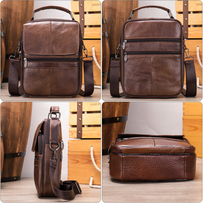 Marrant Fashion Genuine Leather Men Handbag Flap Crossbody Bags Office Side Bag Leather Messenger Bag For Men - Image 4