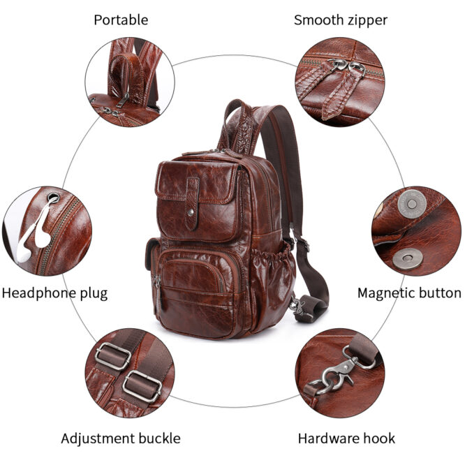 Marrant Large Capacity Waterproof Oil Wax Leather Ladies Backpack Retro Genuine Leather Women Backpack - Image 4