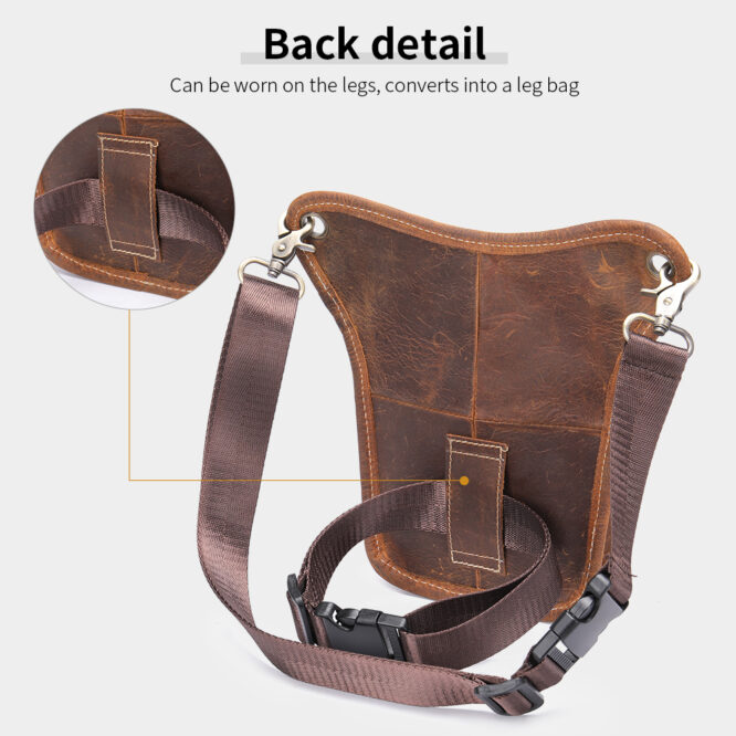 Marrant Men Motorcycle Side Bag Leather Waist Bag Genuine Leather Male Fanny Pack Belt Pouch Men Crazy Horse Leather Belt Bag - Image 4