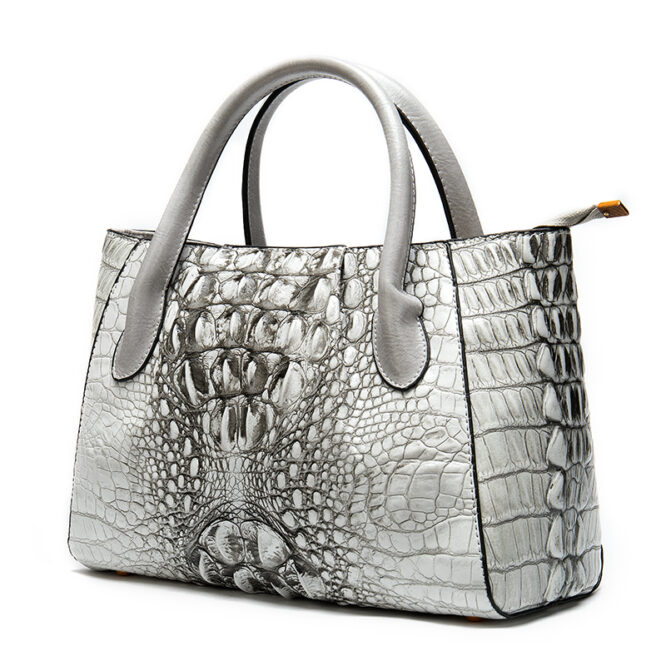 Ladies Crocodile Pattern Genuine Leather Vintage Handbag Large Capacity Women Shoulder Bag Shopping Luxury Bag - Image 6