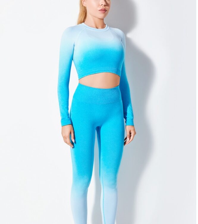 Yoga Wear Long Sleeve Suit Women Seamless Gradient Fitness Wear - Image 7