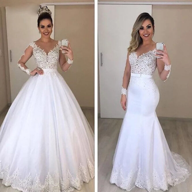 Applique Long Sleeve Wedding Dress Wedding Dress Bridal Gown - Image 2
