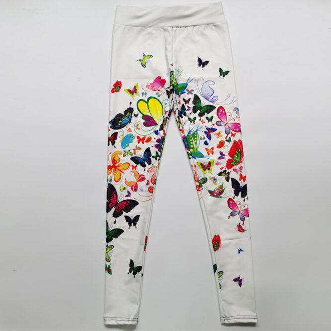 Printed Floral Butterfly Leggings High Waist Slim Yoga Pants Leggings - Image 4