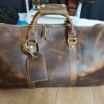 Men Leather weekender bag Single Shoulder Pack With Shoes Compartment - Image 2
