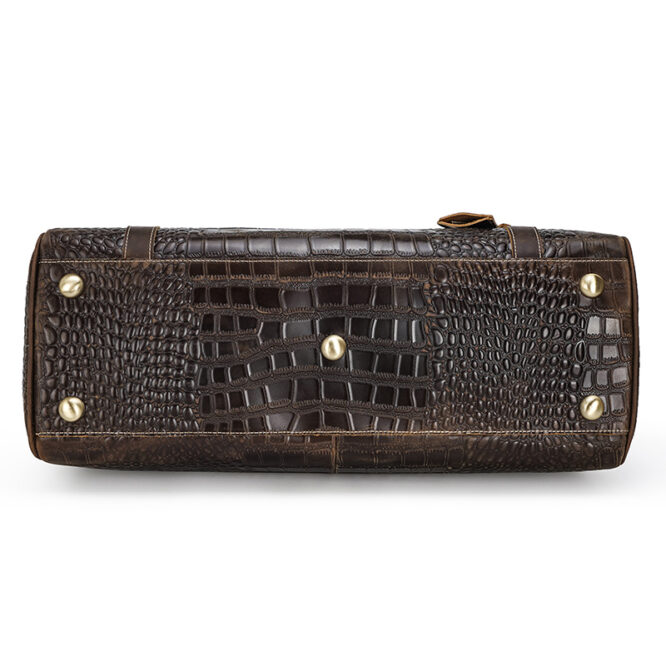 Luxury Genuine Leather Mens Crocodile Embossed Weekend Travel Bag - Image 4