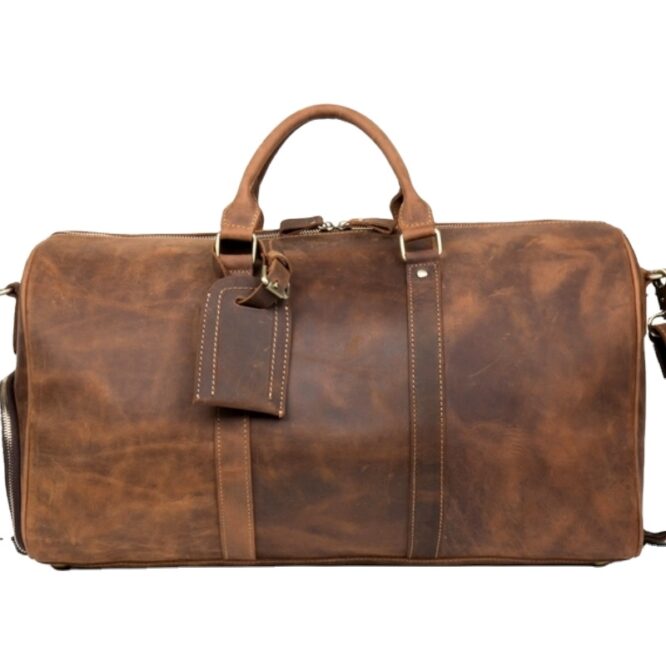 Genuine Leather Duffle bag Real Leather Travel Luggage Bag Luxury Single Shoulder Pack With Shoes Compartment