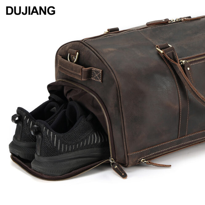 Vintage Luxury Weekend Gym Bag Waterproof Duffle Travel Bag Genuine leather Organizer Travel Bags Luggage for Men Traveling