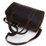 Full Grain Leather Gym Duffel Bag, Crazy horse leather Travel Duffle Weekender Bag - Image 3