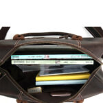 Full Grain Leather Gym Duffel Bag, Crazy horse leather Travel Duffle Weekender Bag - Image 5