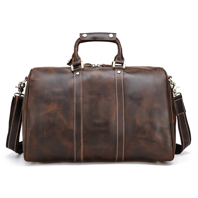 Duffle Full Grain Leather Holdall Weekender Luxury Retro Overnight Carry On Bag For men