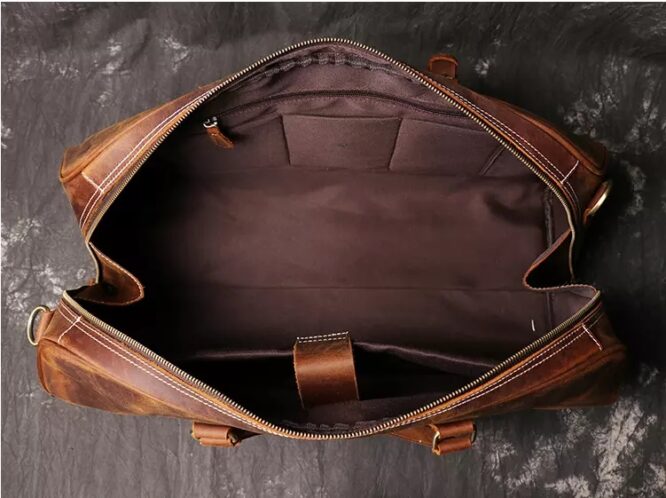 Vintage Style Duffel  Bags for Men Real  Leather Large Overnight Weekender Luggage Brown