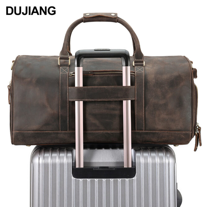 Vintage Luxury Weekend Gym Bag Waterproof Duffle Travel Bag Genuine leather Organizer Travel Bags Luggage for Men Traveling - Image 5