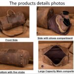 Men Leather weekender bag Single Shoulder Pack With Shoes Compartment