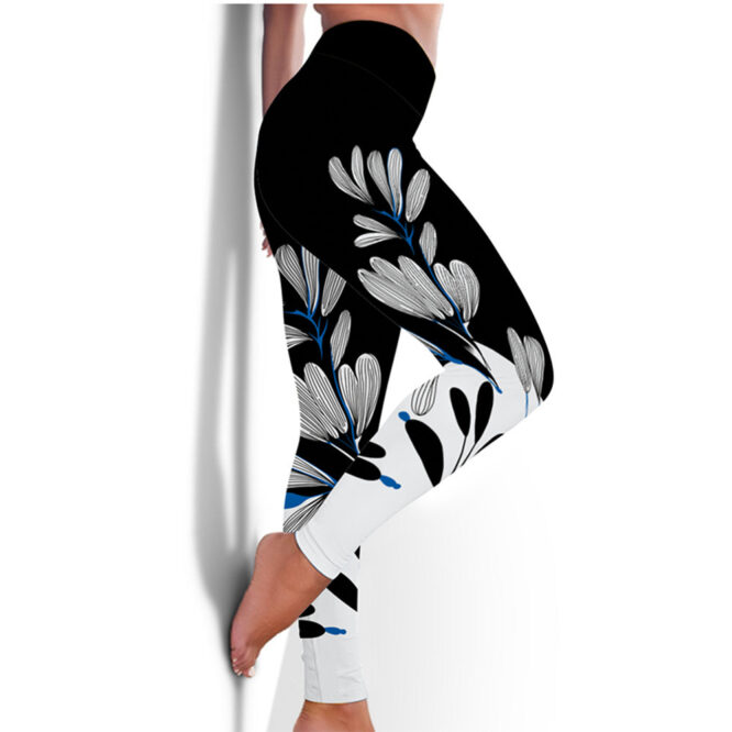 Printed Floral Butterfly Leggings High Waist Slim Yoga Pants Leggings - Image 8