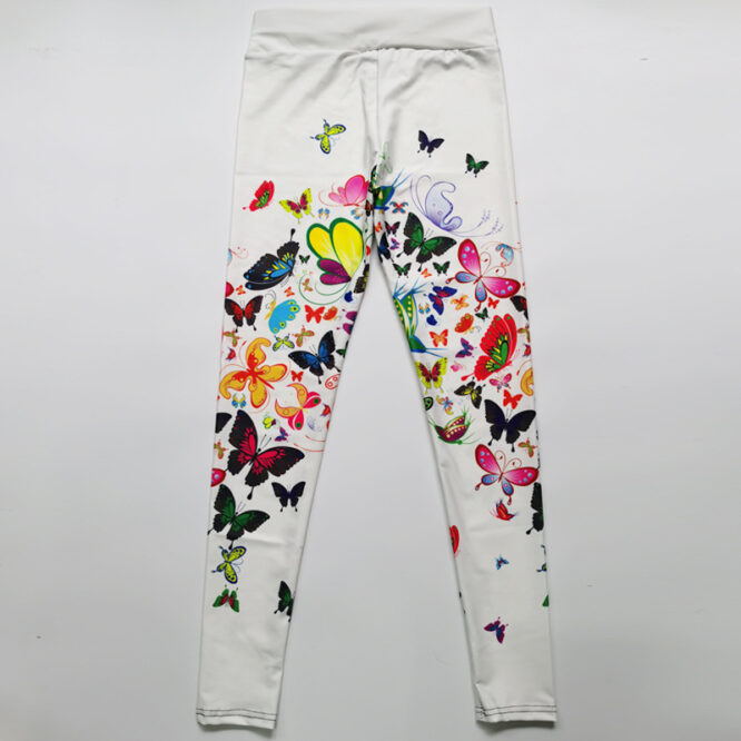 Printed Floral Butterfly Leggings High Waist Slim Yoga Pants Leggings - Image 2