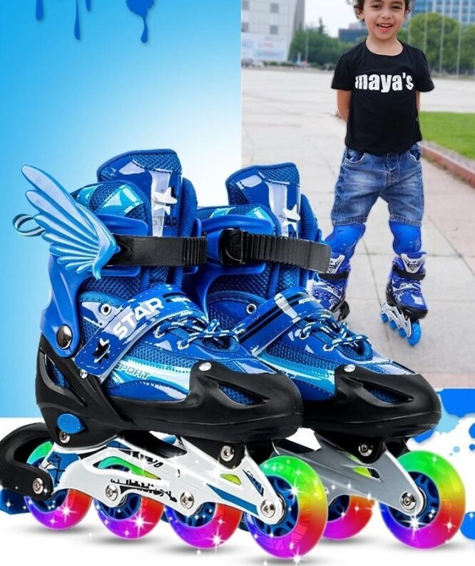 New Boy Girl Children Inline Skates Adjustable Size Flashing Roller Skating Boots for Kids - Image 4