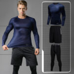 The new winter and winter sports suits, men's three sets of gym equipment, tight pants, fast dry basket jerseys, running training clothes - Image 3