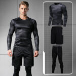 The new winter and winter sports suits, men's three sets of gym equipment, tight pants, fast dry basket jerseys, running training clothes