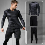 The new winter and winter sports suits, men's three sets of gym equipment, tight pants, fast dry basket jerseys, running training clothes - Image 6
