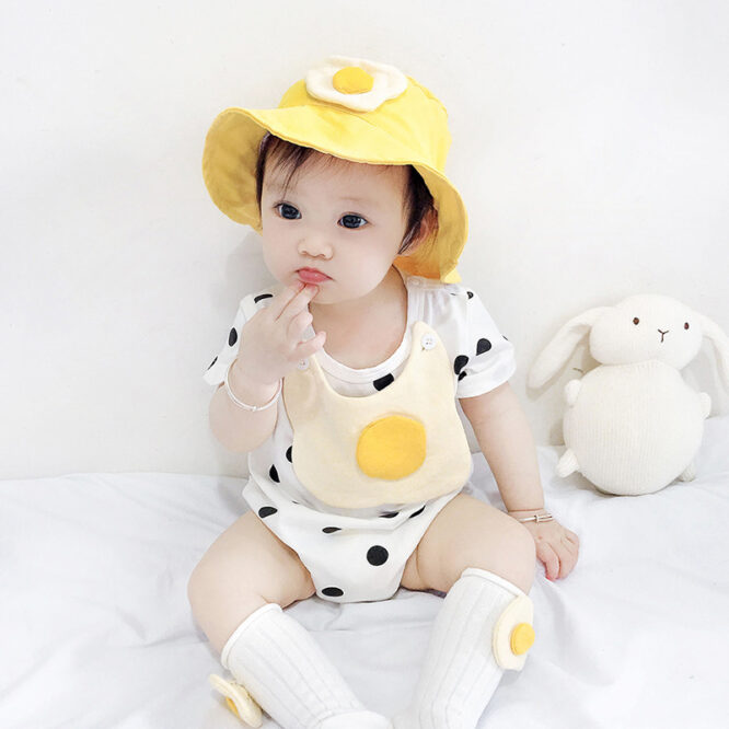 Newborn Cartoon Egg Triangle Romper Send Hat - Image 3