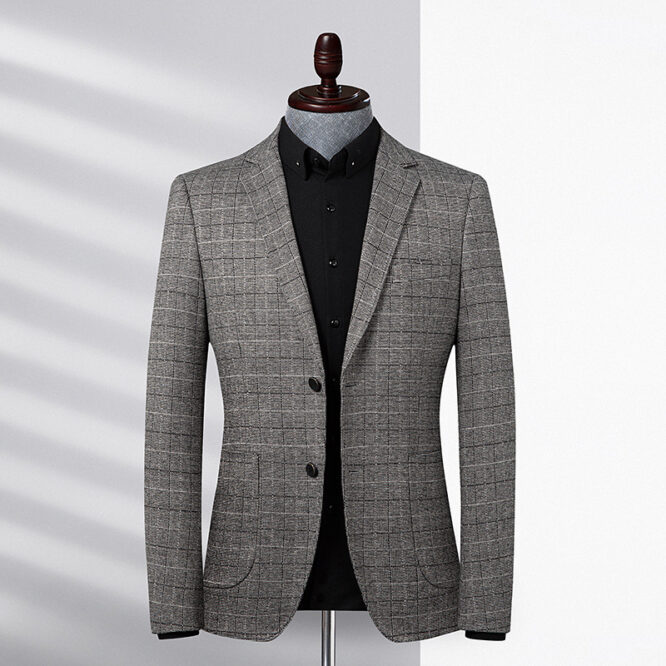 Plaid Suit Men Stretch Casual Slim Fit - Image 3