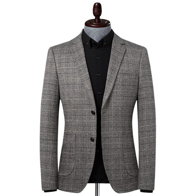 Plaid Suit Men Stretch Casual Slim Fit - Image 5