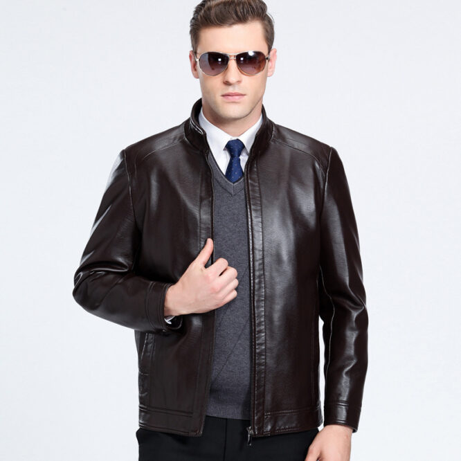Sheepskin spring and autumn Lapel leather jacket - Image 5