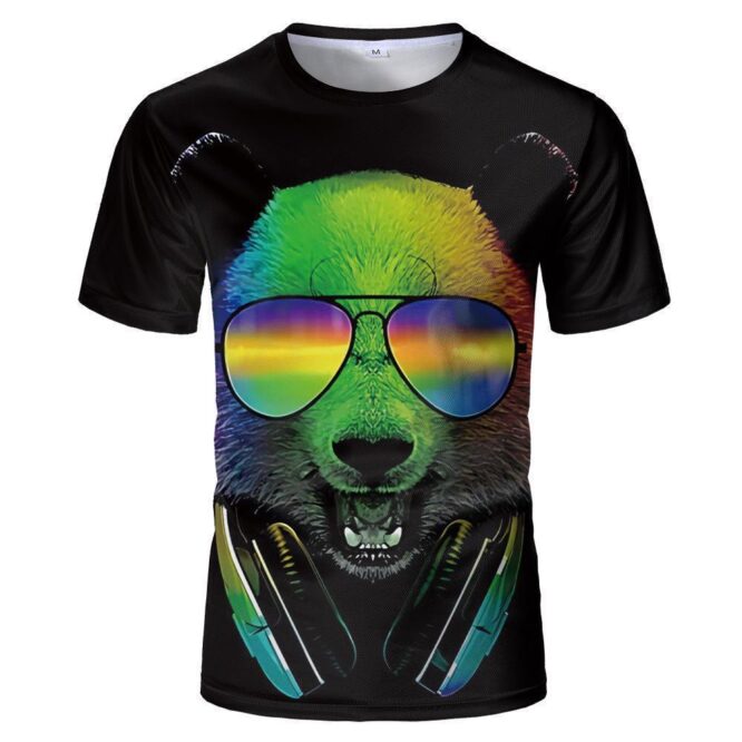 3D Digital Printing T-shirt European And American Fashion Trend Striped T-shirt - Image 4