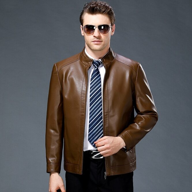 Sheepskin spring and autumn Lapel leather jacket - Image 6
