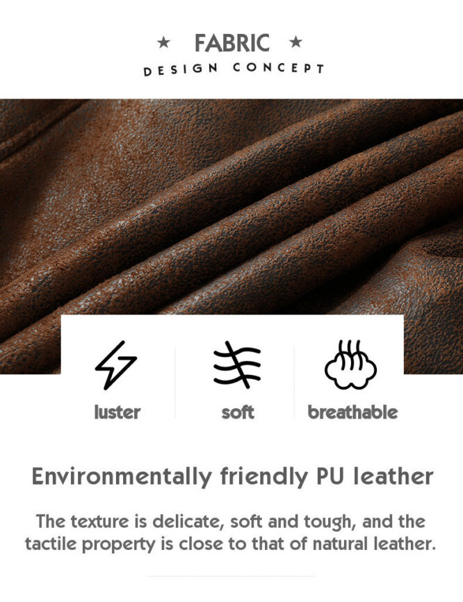 Leather men's plus cashmere motorcycle leather jacket - Image 2
