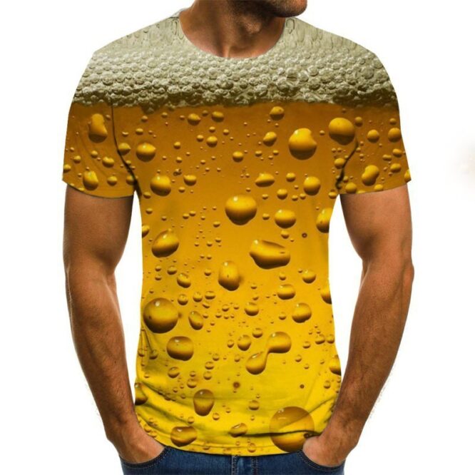 3D Digital Printing T-shirt European And American Fashion Trend Striped T-shirt - Image 2