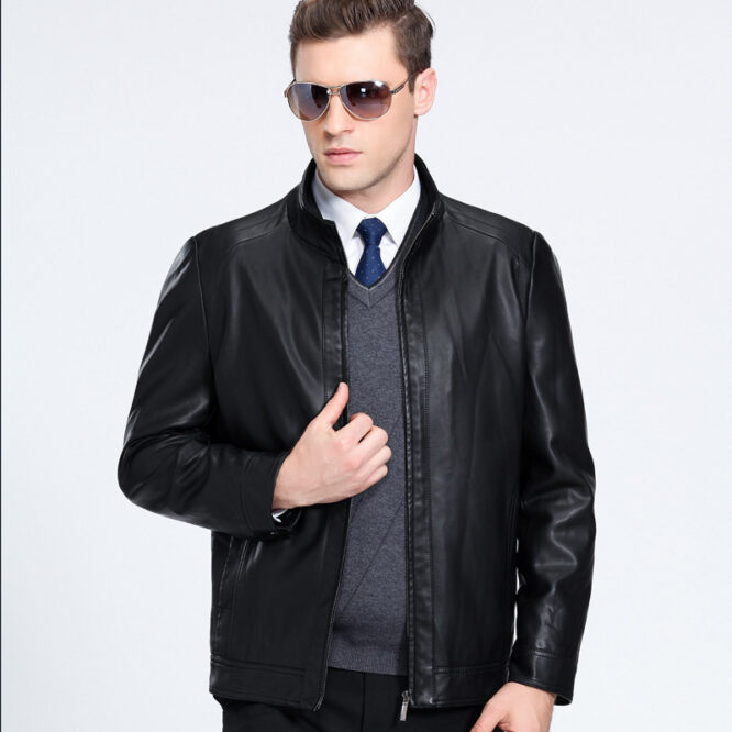 Sheepskin spring and autumn Lapel leather jacket - Image 3
