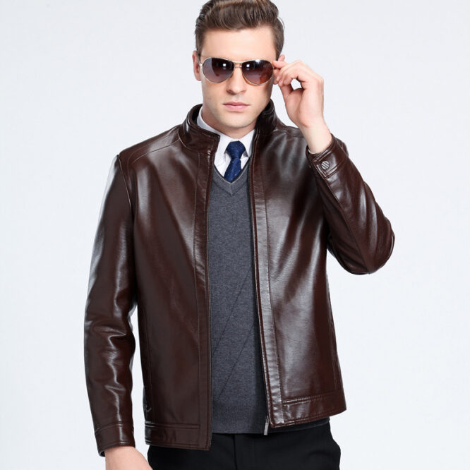 Sheepskin spring and autumn Lapel leather jacket