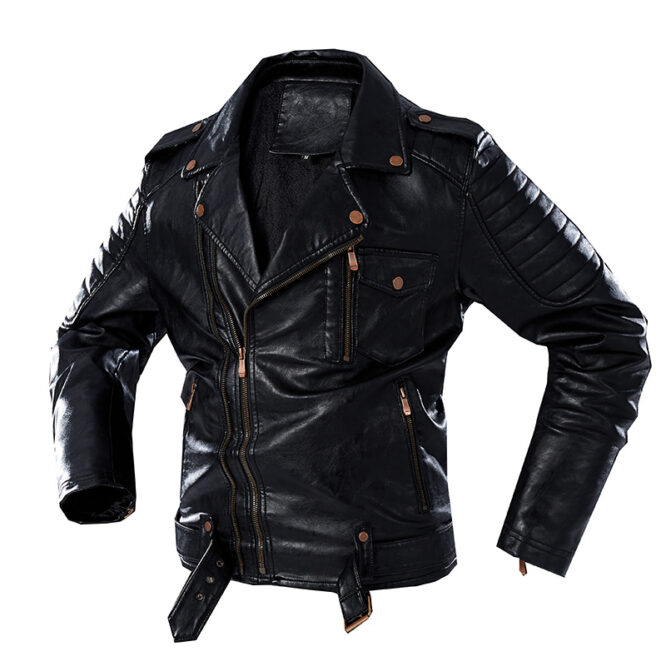 Large Size Men's Suit Parker Leather Jacket - Image 7