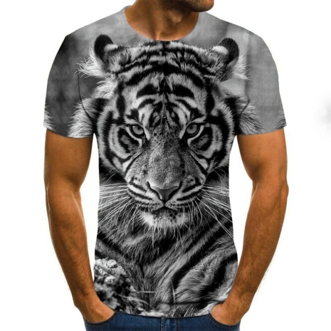 3D Digital Printing T-shirt European And American Fashion Trend Striped T-shirt - Image 10