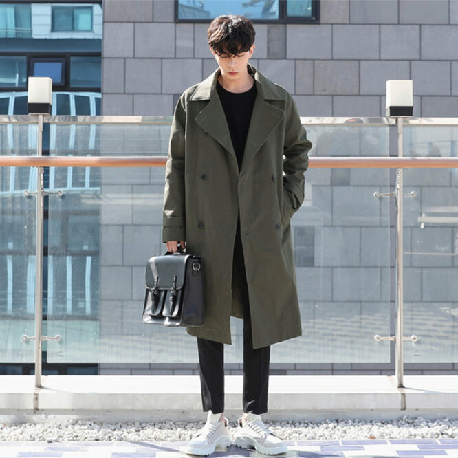 All-match solid color lapel trench coat