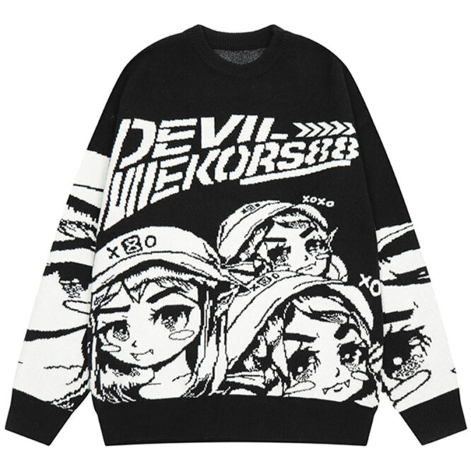 Design Miracle Print Drop Shoulder Crewneck Sweater For Men And Women