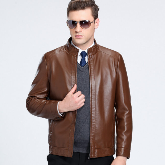 Sheepskin spring and autumn Lapel leather jacket - Image 2