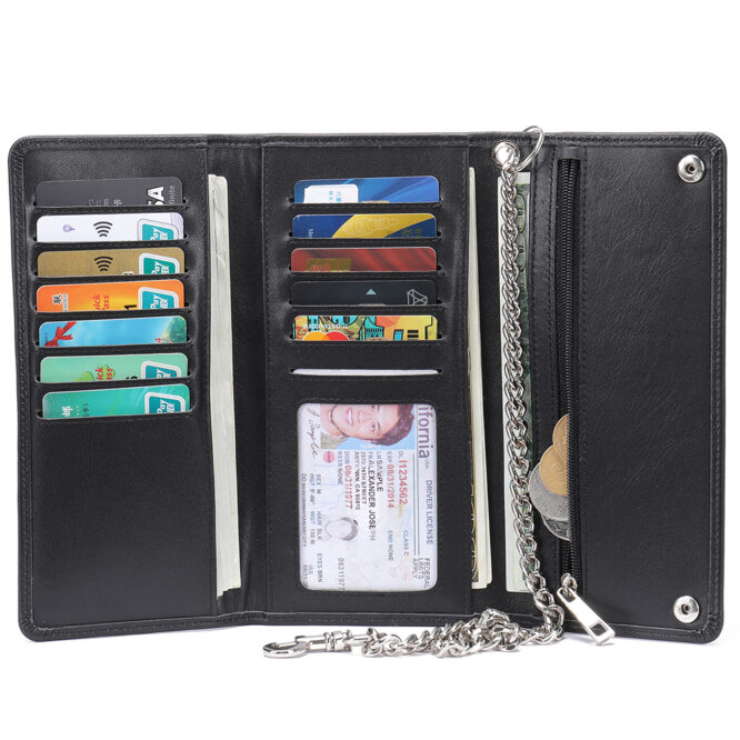 Genuine Leather Men Wallet RFID Blocking Function Zipper Long Men Purse - Image 6