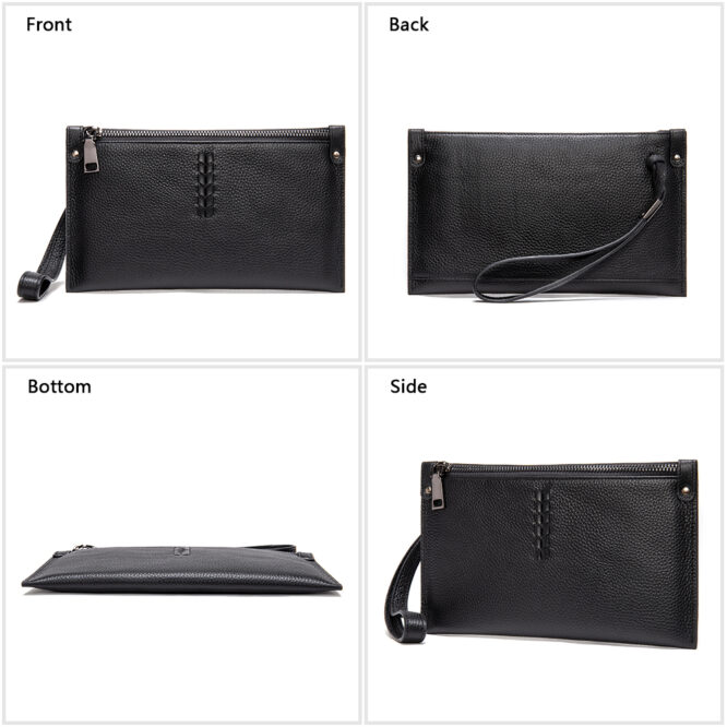 Male Fashion Travel Wallet Genuine Leather Black Business Men Long Purse Clutch Bag for Men Wallet - Image 4
