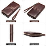 Fashion Men Long Wallet Genuine Leather Male Clutches Phone Purse for Men Money Clips Card Holder Leather Wallet - Image 2