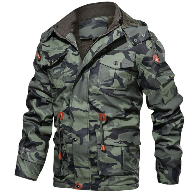 Winter Men Leather Jacket Thick Military Hooded Men Coats - Image 8