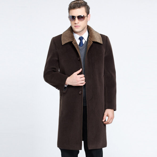 Middle-aged Lapel Wool Coat Male Father Medium Long - Image 3