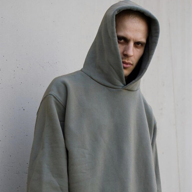 Classic Solid Color High Street Plus Fleece Hooded Sweater Men - Image 2