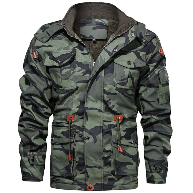 Winter Men Leather Jacket Thick Military Hooded Men Coats - Image 7