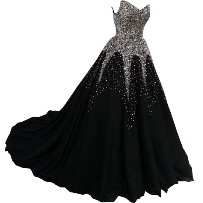 Black Wedding New Bride Big Train Main Yarn Dress - Image 4