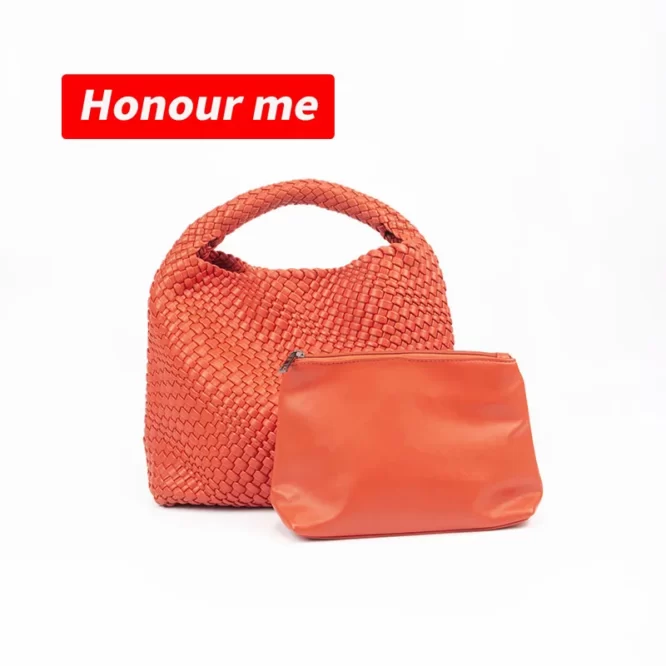 HONOUR ME Fashion Custom Make PU Woven Bag Soft Leather Beach Crossbody Bag Handmade Knitted Tote Bag - Image 3