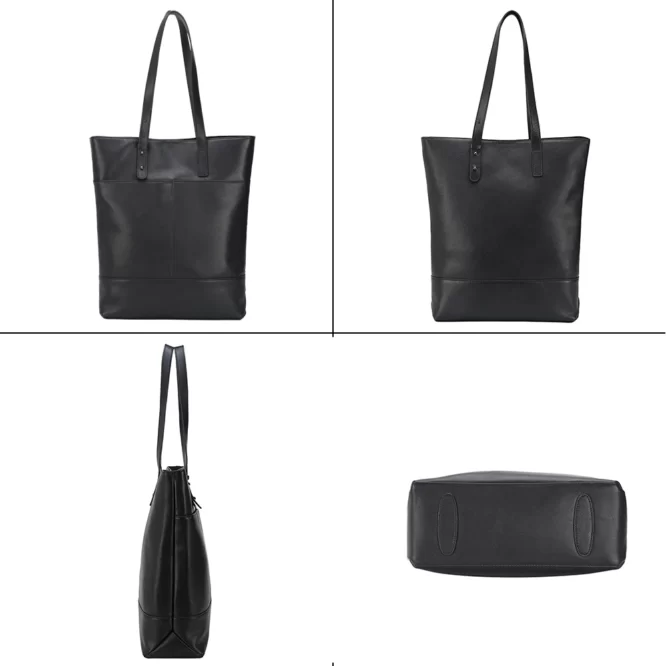 New ArrivalBlack Unisex Genuine Leather Shoulder Bag Tote Hand Bag HandBag For Women - Image 3